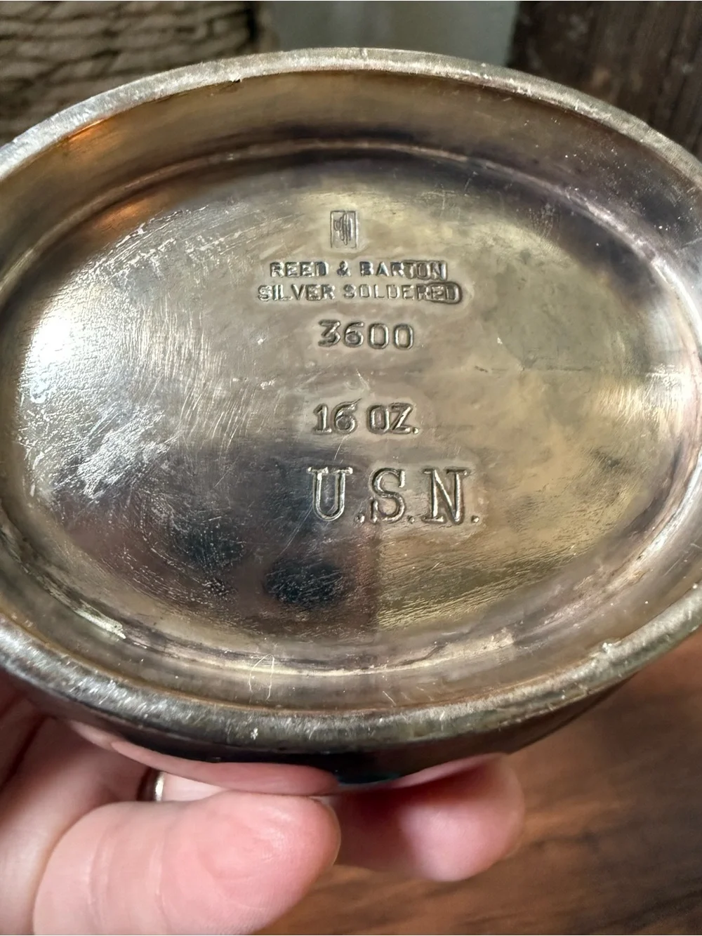 Vintage Reed And Barton  Silver Soldered 16oz. U.S.N Navy Creamer Pitcher 3600